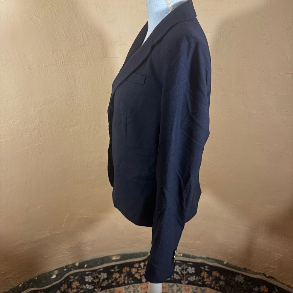 J. Crew Womens Wool Blend Notch Lapel Two Button Blazer Jacket Navy Blue Size 12 - Picture 2 of 6